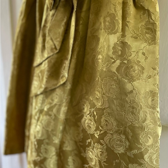 Vintage 50s gold brocade cinched cocktail dress small - Picture 5 of 8